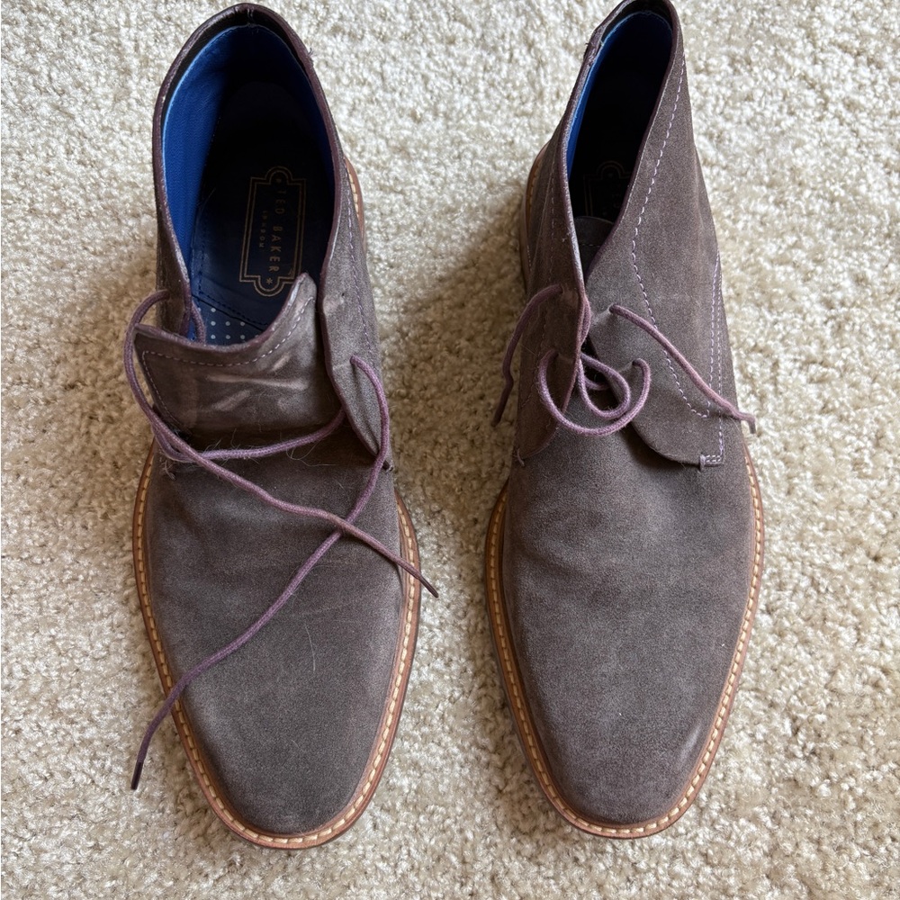 Ted Baker Gray Chukka Boots Suede Ankle-Height